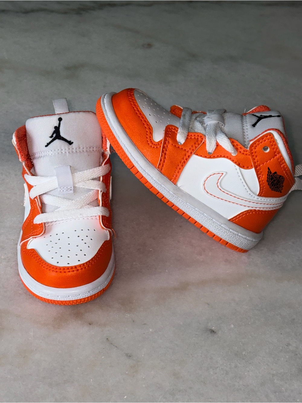 Nike Toddler High-Top Sneakers in Orange and White